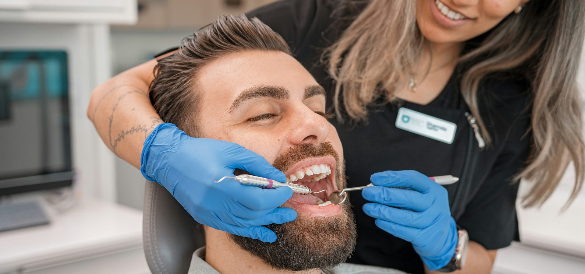 Dentist performing a dental examination